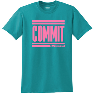 Teal with Pink COMMIT Tee